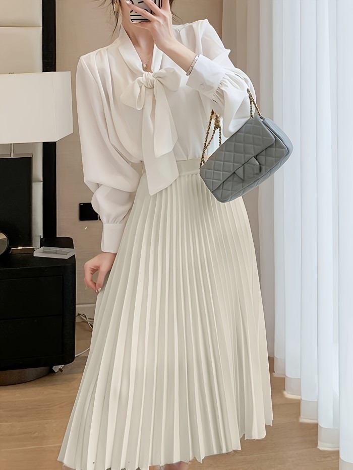 ✨High Waist Pleated A-Line Midi Skirt