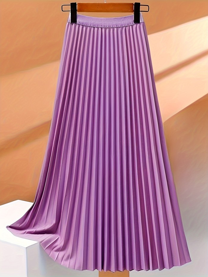 ✨High Waist Pleated A-Line Midi Skirt