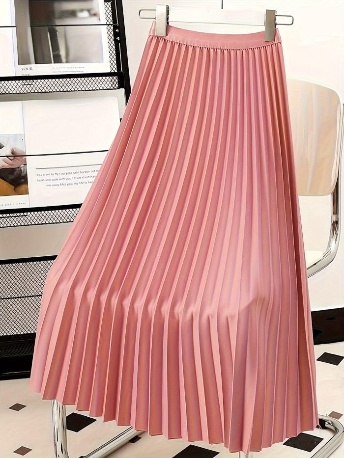 ✨High Waist Pleated A-Line Midi Skirt