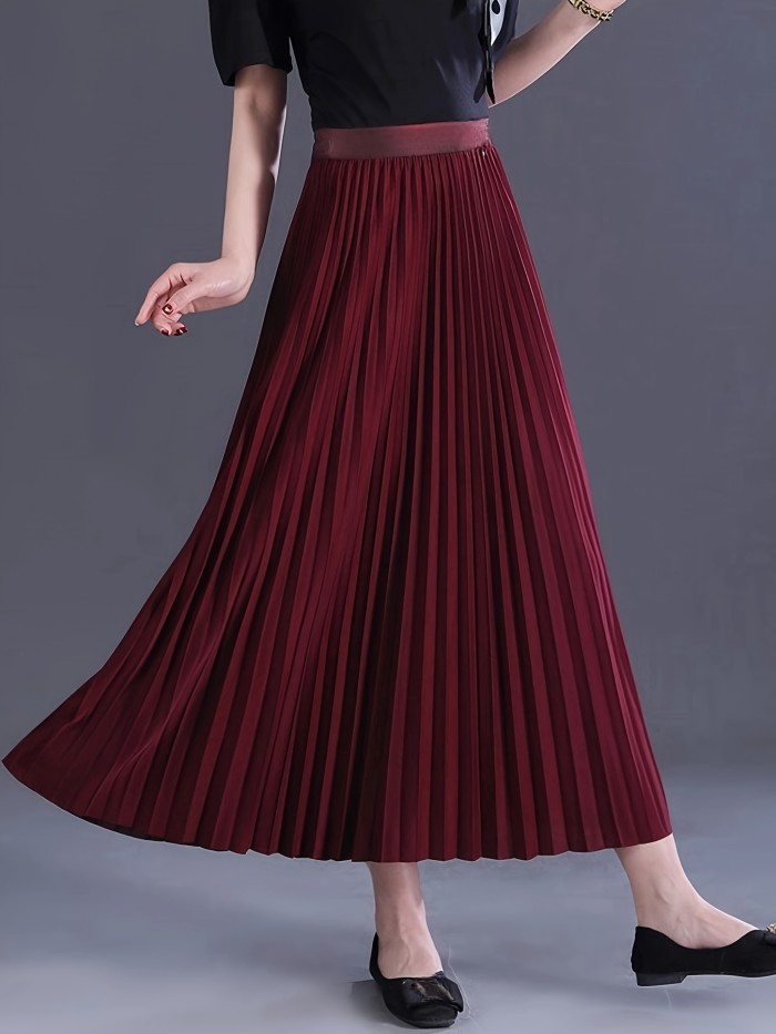 ✨High Waist Pleated A-Line Midi Skirt