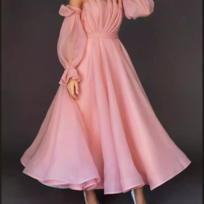New Solid Color Dress with Ralan Sleeves for Plus Size Women