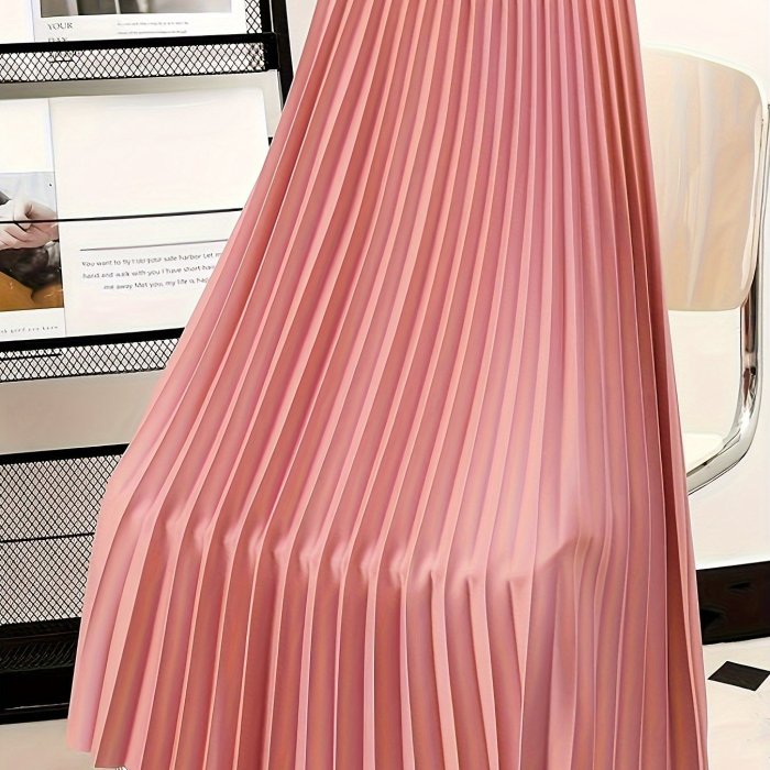 ✨High Waist Pleated A-Line Midi Skirt