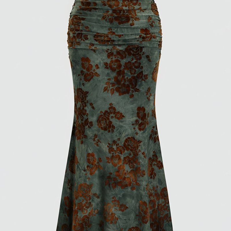 🍂Vintage Flocked Mermaid Dress | Autumn Feminine Retro Style