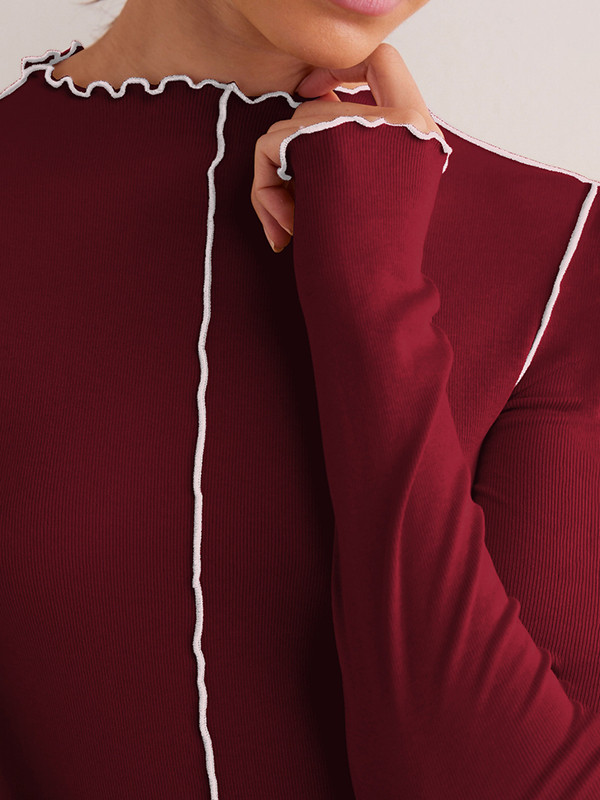 Solid Color Skinny Long Sleeves Round-Neck T-Shirts