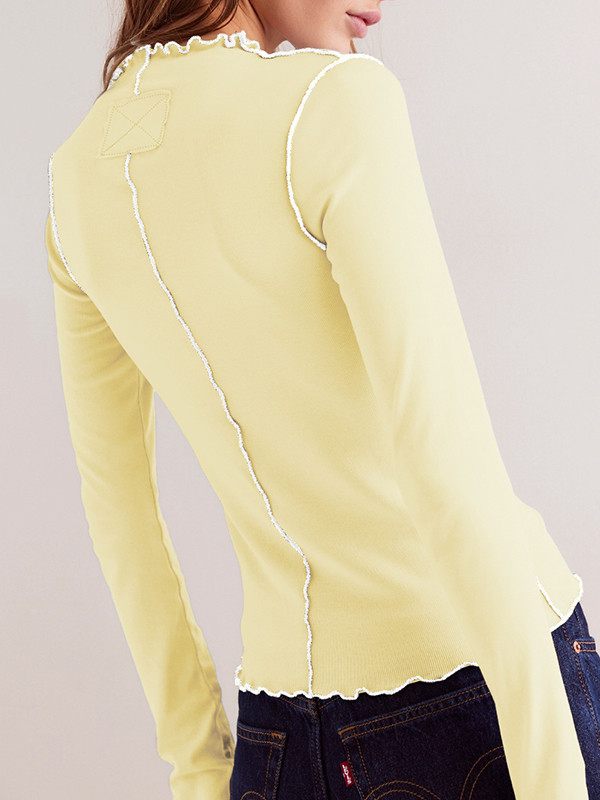 Solid Color Skinny Long Sleeves Round-Neck T-Shirts