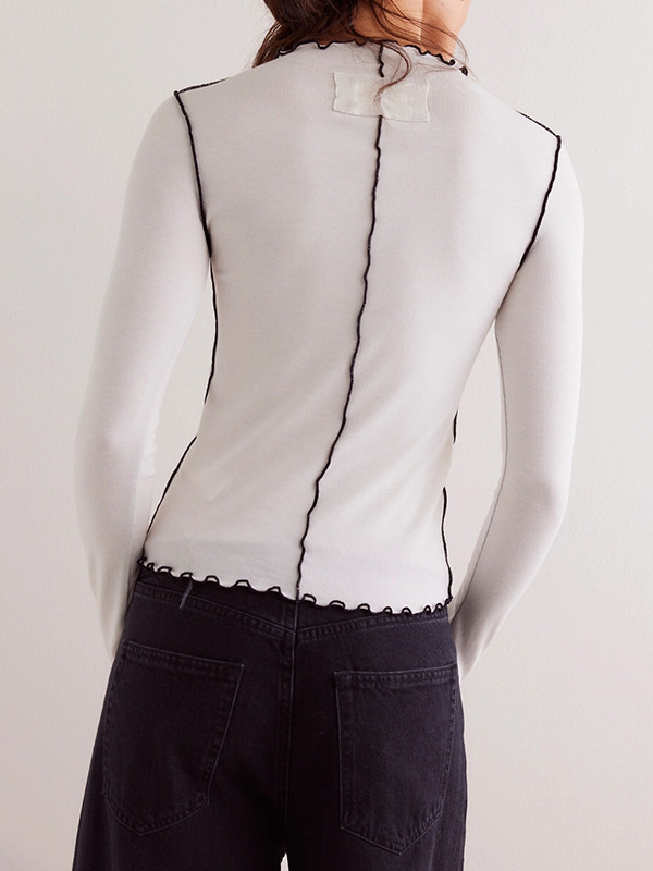 Solid Color Skinny Long Sleeves Round-Neck T-Shirts