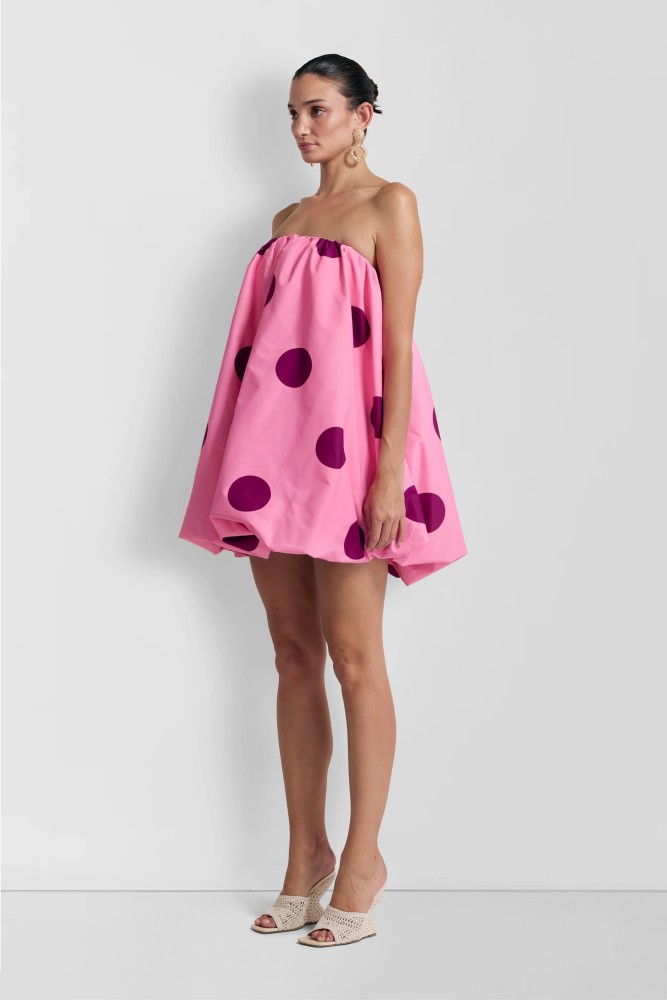 Fashionable Polka Dot Print Off-shoulder Sleeveless Loose Mini Dress