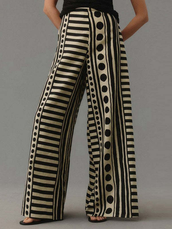 Loose Wide Leg Polka-Dot Striped Casual Pants Bottoms Trousers