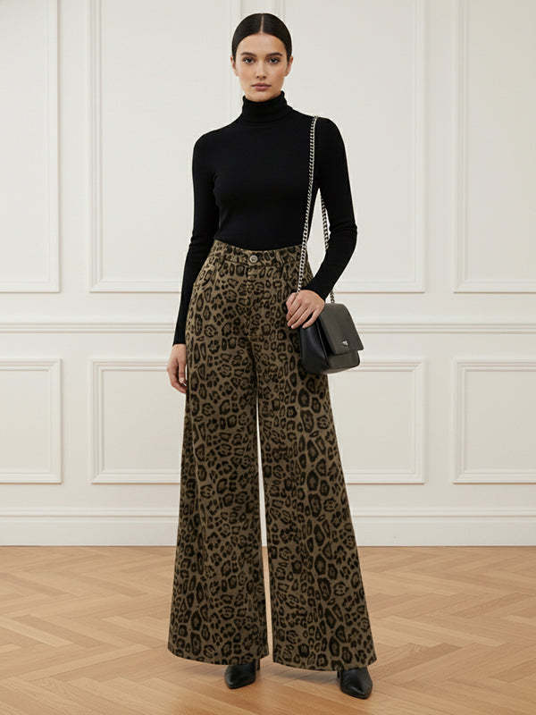 Urban Leopard Patchwork Wide Leg Pants