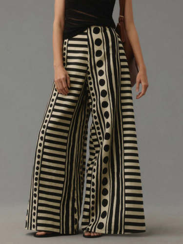 Loose Wide Leg Polka-Dot Striped Casual Pants Bottoms Trousers