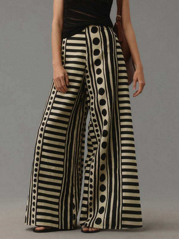 Loose Wide Leg Polka-Dot Striped Casual Pants Bottoms Trousers