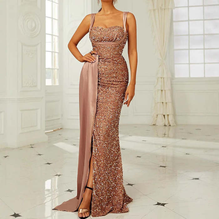 Backless Sequin Mermaid Prom Dress