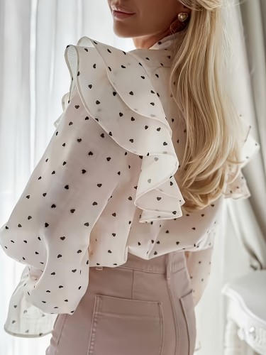 ✨ Elegant V-Neck Long Sleeve Blouse | Slim Semi-Sheer Tunic Top for Office & Party