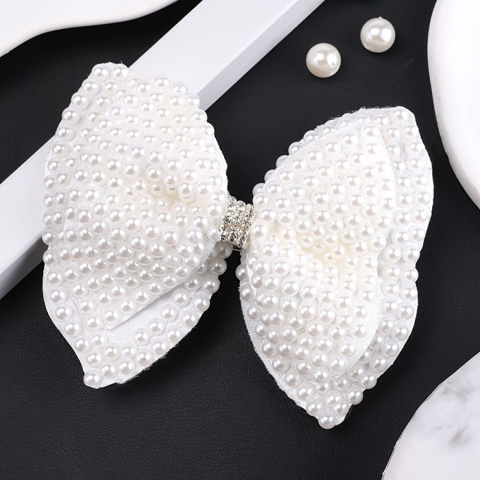 ✨ Elegant Faux Pearl Bow Alligator Clip | Chic Hair Accessory for Women & Perfect Birthday Gift