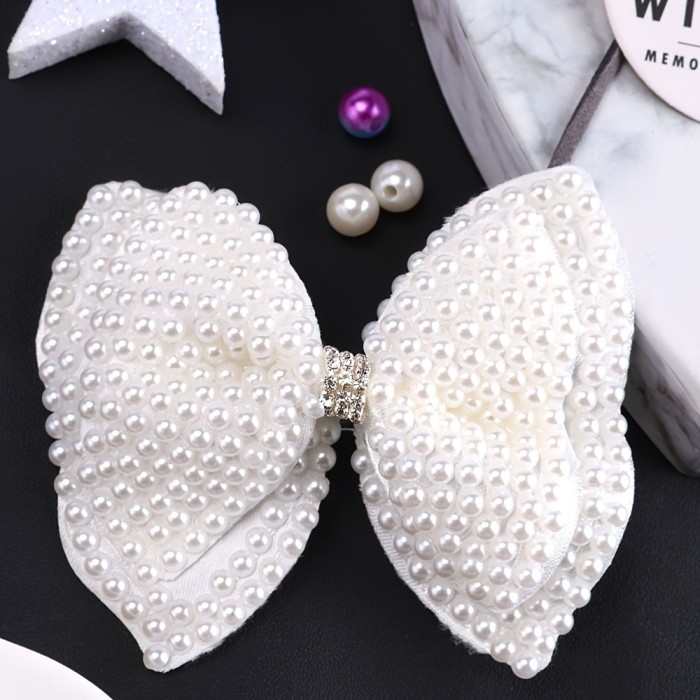 ✨ Elegant Faux Pearl Bow Alligator Clip | Chic Hair Accessory for Women & Perfect Birthday Gift