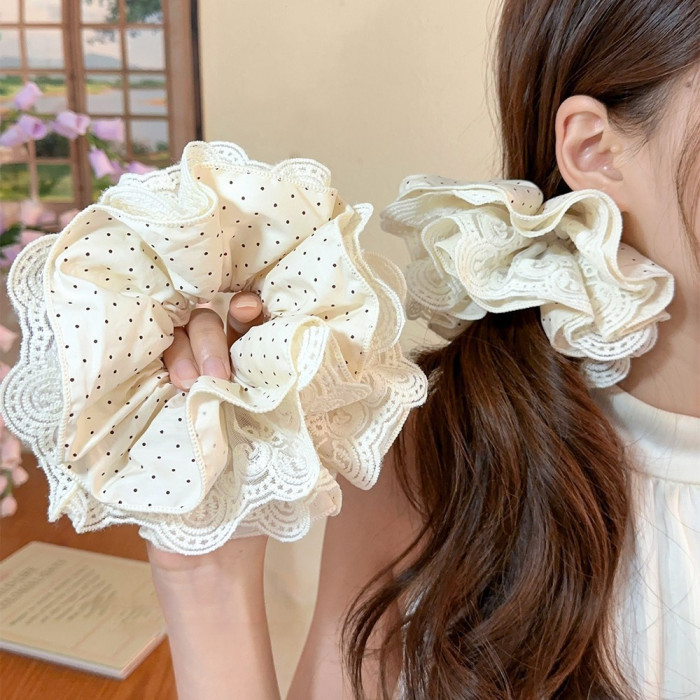 ✨ Women's Double-Layered Embroidered 3D Hair Scrunchie | Luxury Hair Accessory