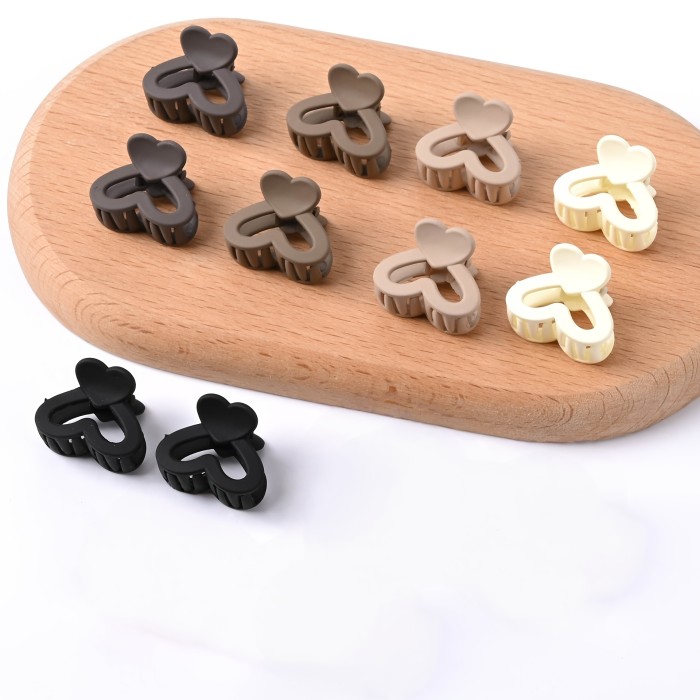 20Pcs Milky Coffee Matte Heart Mini Hair Clips | Sweet & Minimal Hair Accessories for Bangs & Fine Hair