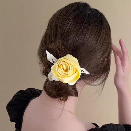 ✨ Set of 4 Yellow Soft Satin Flower Hairbands | Premium Ball Headbands for Daily & Travel