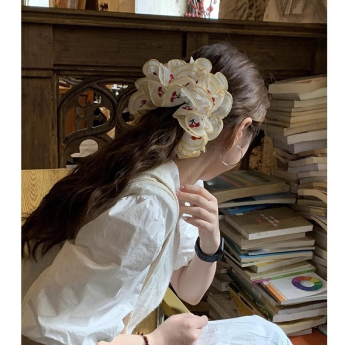 ✨ Women's Double-Layered Embroidered 3D Hair Scrunchie | Luxury Hair Accessory