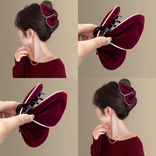 ✨ Elegant Soft Fur Hairpin | French Style Velvet Butterfly Shark Clip for Women, Perfect for Spring, Winter & New Year Gifts
