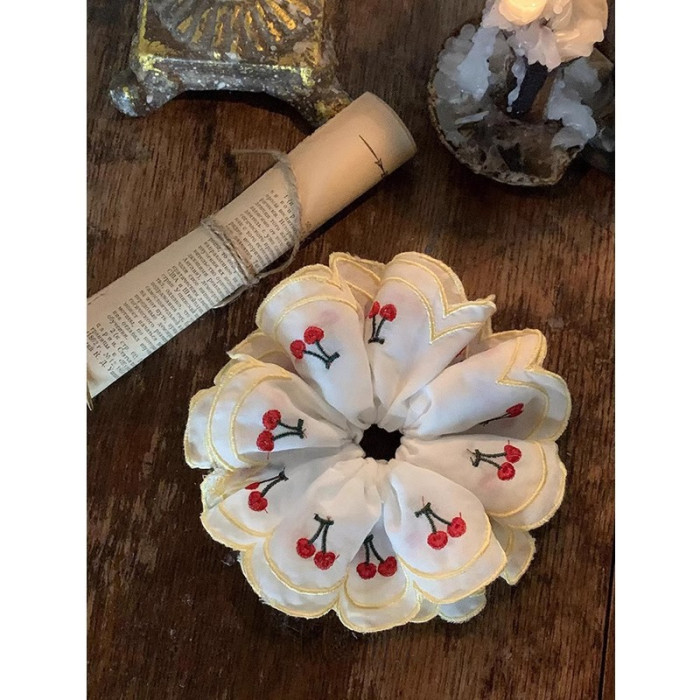 ✨ Women's Double-Layered Embroidered 3D Hair Scrunchie | Luxury Hair Accessory
