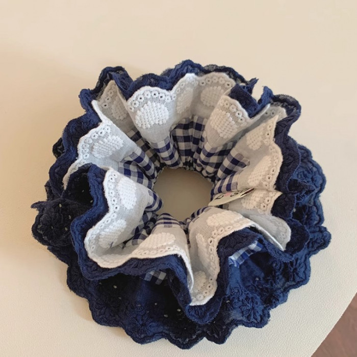 ✨ Women's Double-Layered Embroidered 3D Hair Scrunchie | Luxury Hair Accessory