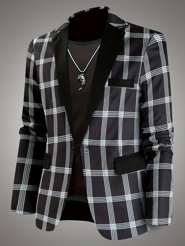 Men'S Stylish Plaid Blazer