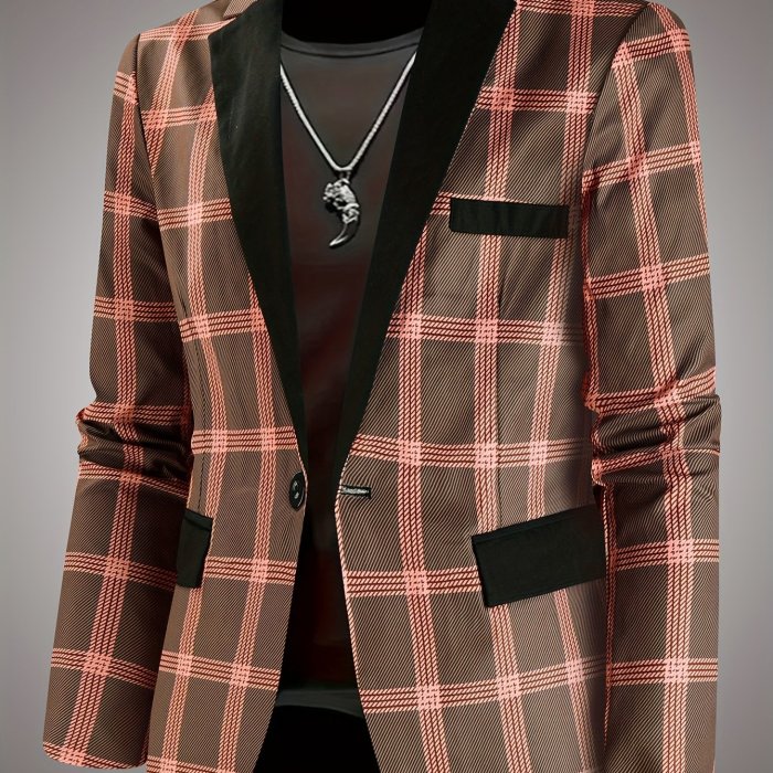 Men'S Stylish Plaid Blazer