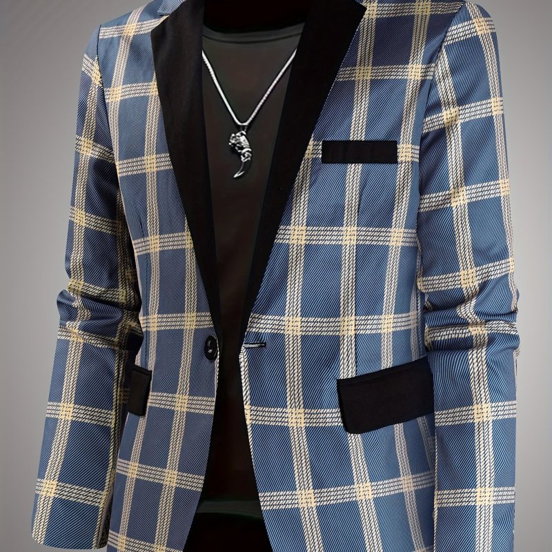 Men'S Stylish Plaid Blazer