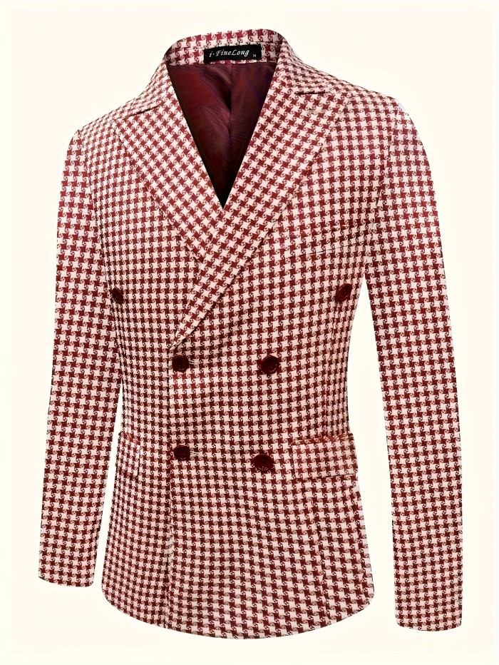 Fashionable Casual Houndstooth Men's Blazer Suitable for Commuting