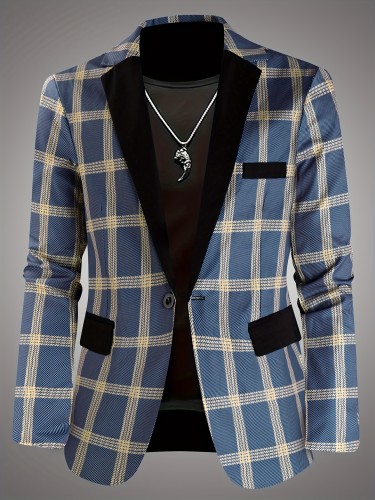 Men'S Stylish Plaid Blazer