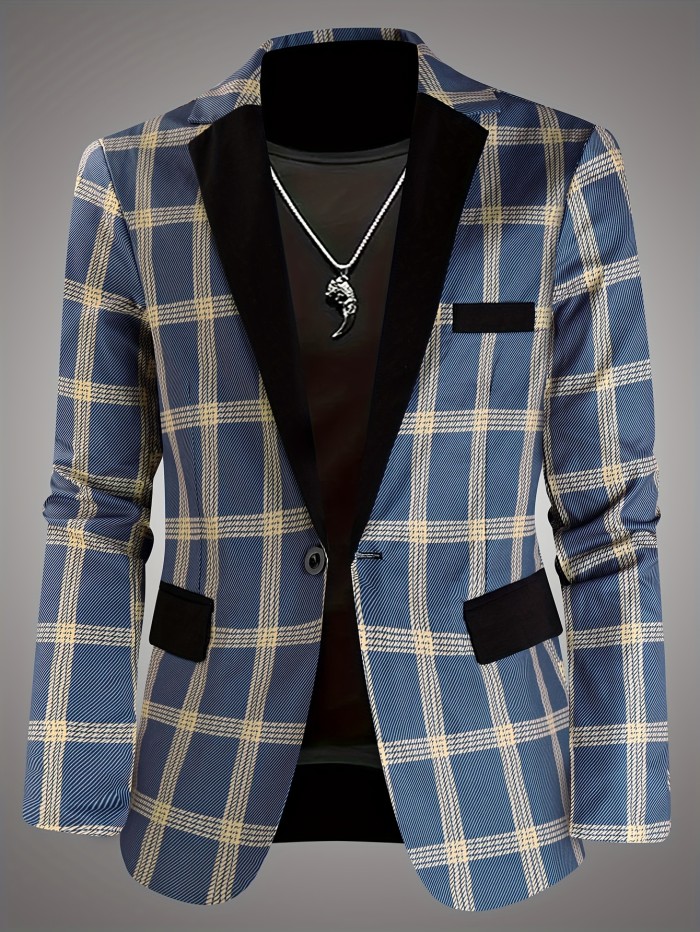 Men'S Stylish Plaid Blazer
