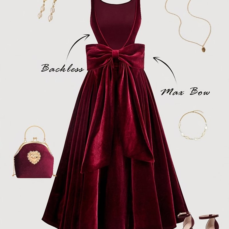 Sleeveless Velvet Dress with Straps for Women, Perfect for Parties, Gatherings, and Weddings