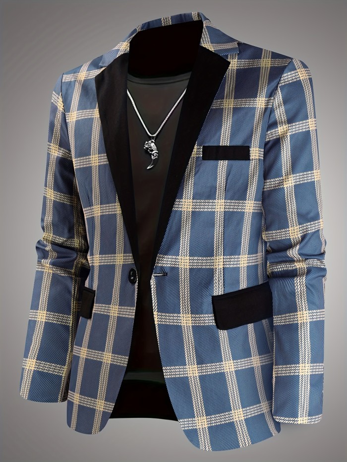 Men'S Stylish Plaid Blazer