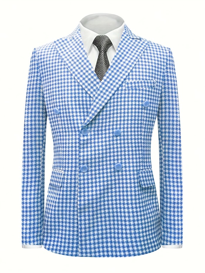 Fashionable Casual Houndstooth Men's Blazer Suitable for Commuting