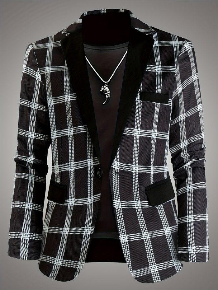Men'S Stylish Plaid Blazer
