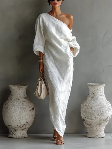 ✨ Asymmetrical One-Shoulder Hollow Maxi Dress ✨