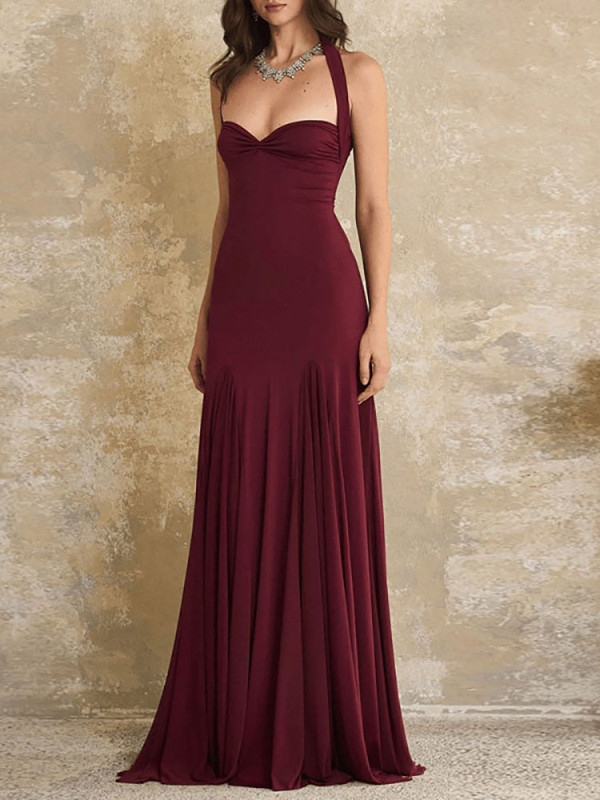 🖤 Sleeveless Backless Pleated Tube Top High Waist Evening Dress