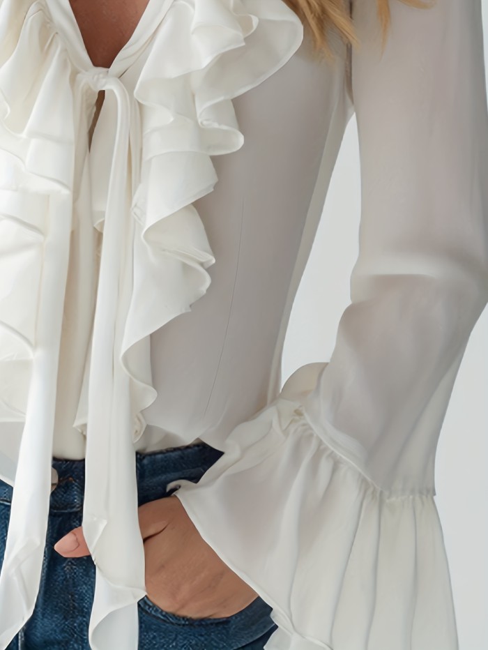 Vintage Style Ruffle Long Sleeve Shirt