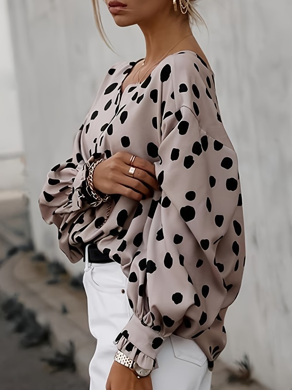 ⚫️ White Polka Dot Button-Up Loose Shirt