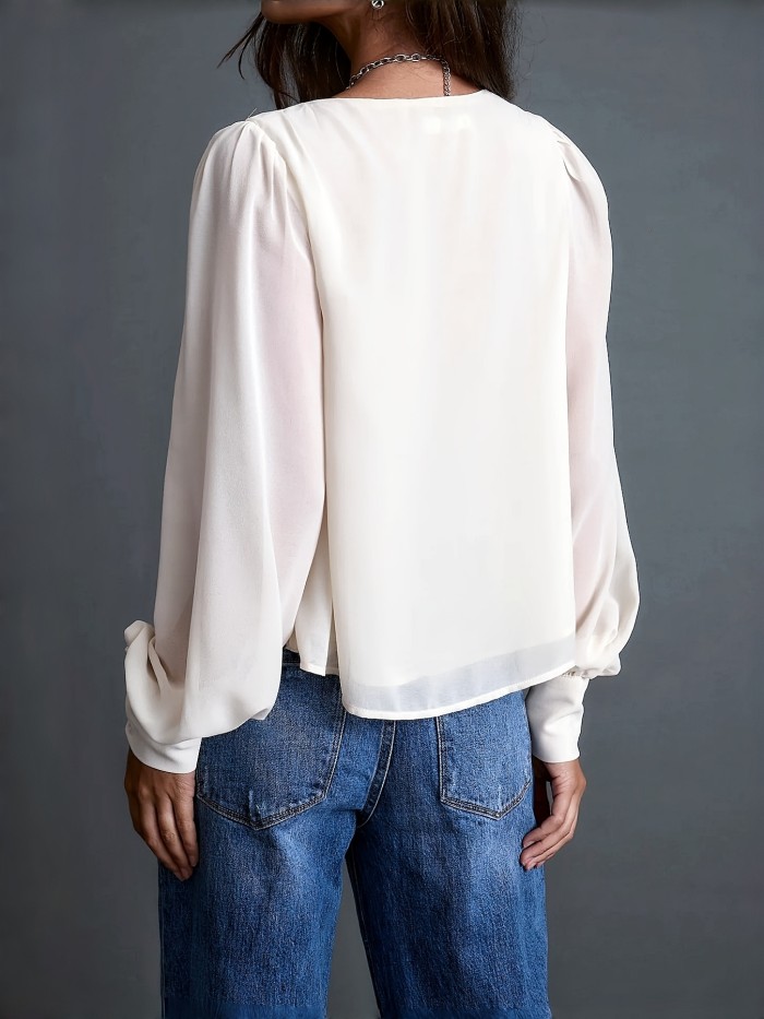 👚 Ivory White Rivet Multi-Layer Shirt