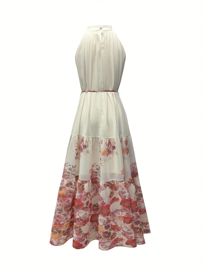🌴 Floral Print Tie Waist Beach Vacation Dress