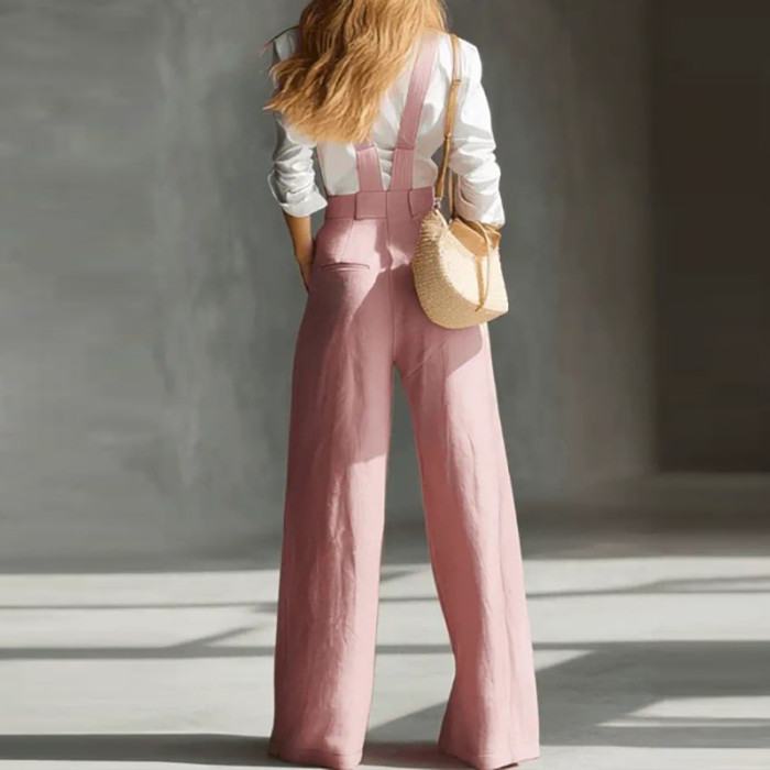 🖤 Spring Summer Solid Halter Sleeveless Hollow Out High Waist Commute Jumpsuit With Pockets ✨