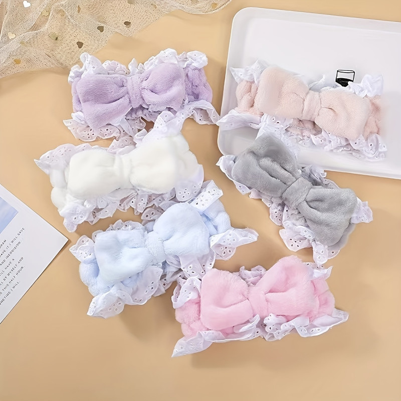 ✨ White Elegant Bow Lace Headband for Women Facial Cleansing Makeup Everyday Hair Decor 🎀