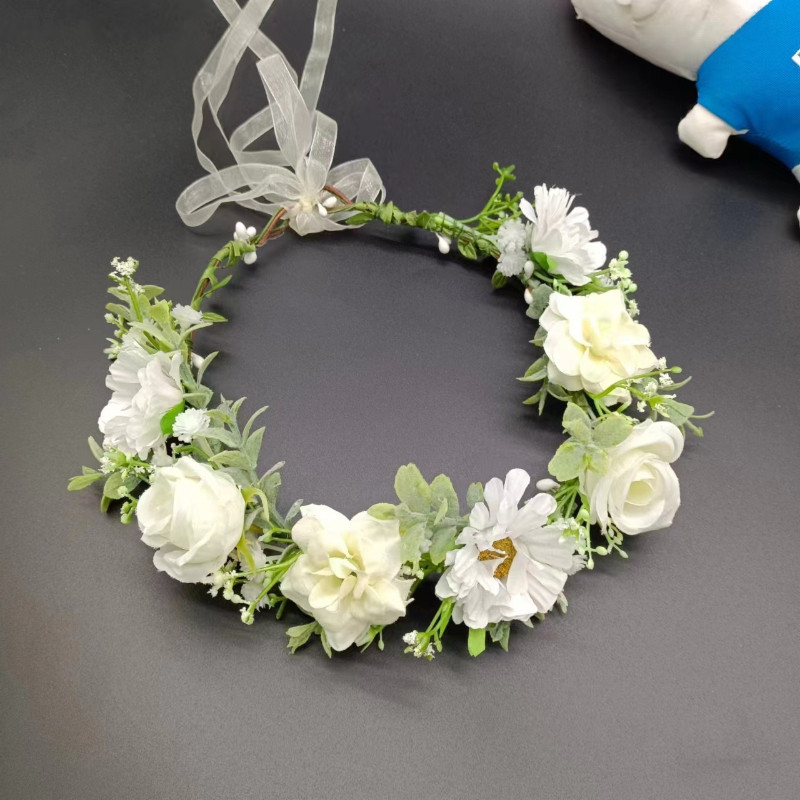 ✨ Elegant White Rose Garland Headband Faux Roses Bridal Wedding Party Vacation Casual Hair Accessory 🌹