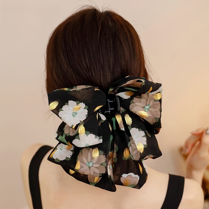 1pc of Vintage Elegant Floral Butterfly Hair Claw Clip, a Sophisticated Half-Up Hair Accessory for a Stylish Updo