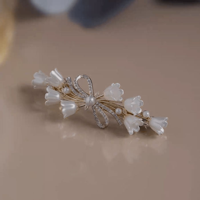 ✨ Light Luxury Lily of the Valley Rhinestone Hair Clip Elegant Alloy Women's Daily Party Wedding Gift 💎