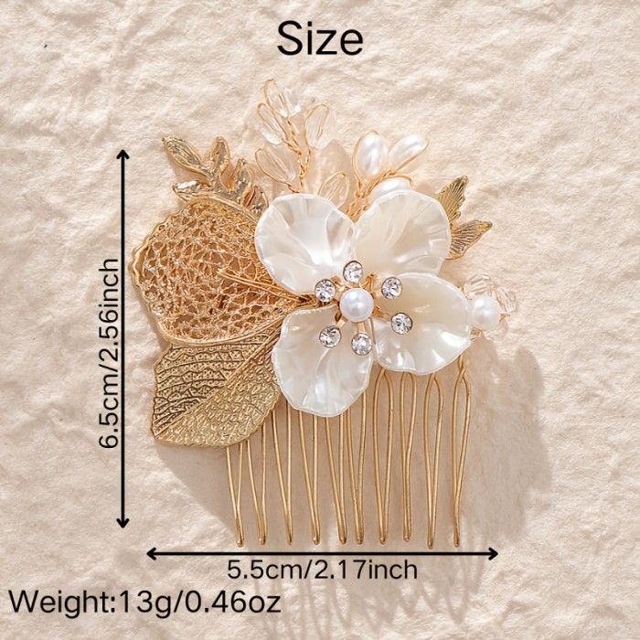 Vintage Ceramic Floral Hollow-out Handmade Hair Comb, Three-dimensional  Headpiece, Versatile Daily Accessory