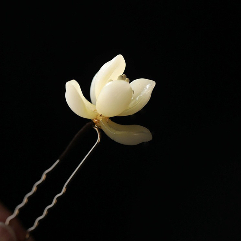 ✨ Vintage Chinese Magnolia Flower Hair Stick Handmade Hairpin for Hanfu Cheongsam Daily Hair Decor 🌸