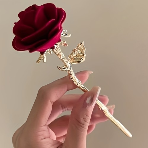 1pc Fashions Red Rose Water Hairpin or Women Party Hair Accessories